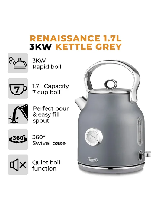 Tower Renaissance 3KW Kettle (1.7L) - One Size Image 2