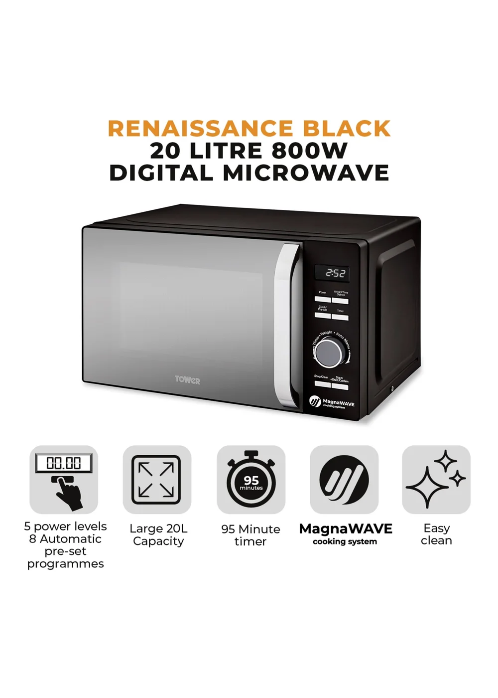 Tower Renaissance Microwave (20L) - One Size Image 2