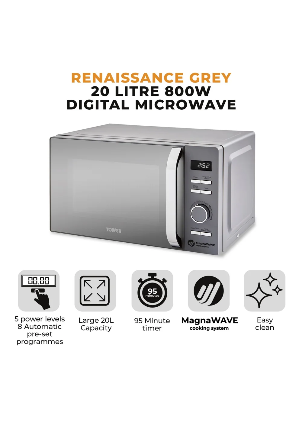 Tower Renaissance Microwave (20L) - One Size Image 2