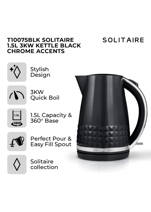 Tower Solitaire 3KW Kettle (1.5L) - One Size Image 2