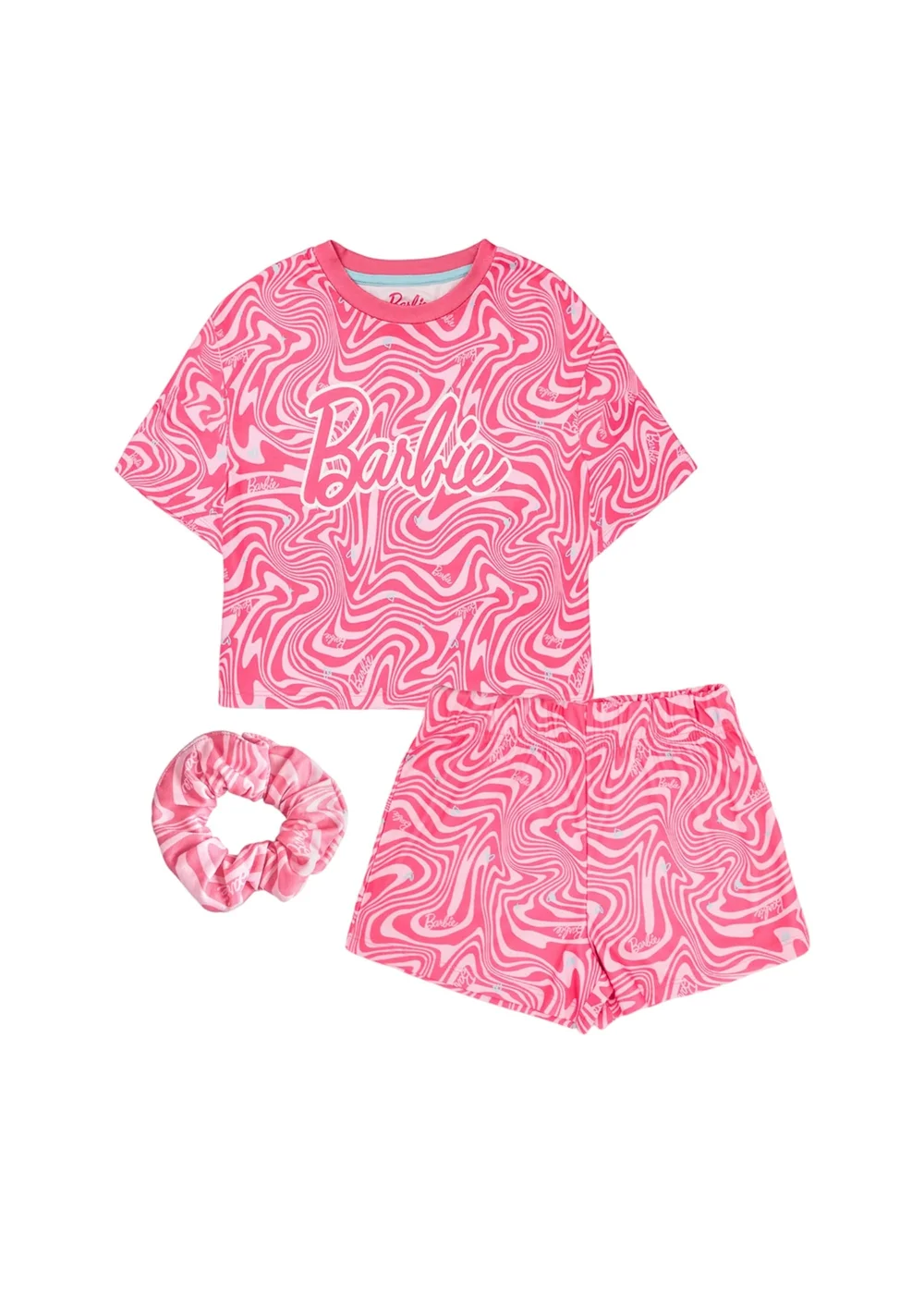 Barbie Girls Pink All-Over Print Short Sleeved Pyjama Set (3-12yrs) - Age 3-4 Years Image 1