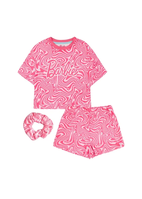 Barbie Girls Pink All-Over Print Short Sleeved Pyjama Set (3-12yrs) - Age 3-4 Years Image 1