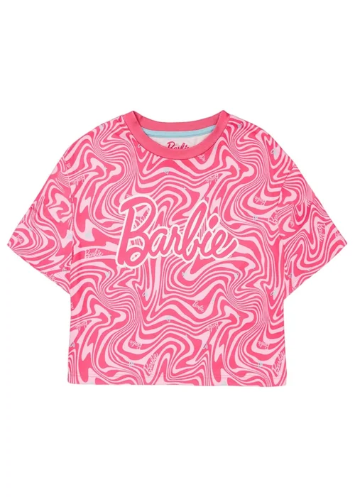 Barbie Girls Pink All-Over Print Short Sleeved Pyjama Set (3-12yrs) - Age 3-4 Years Image 3