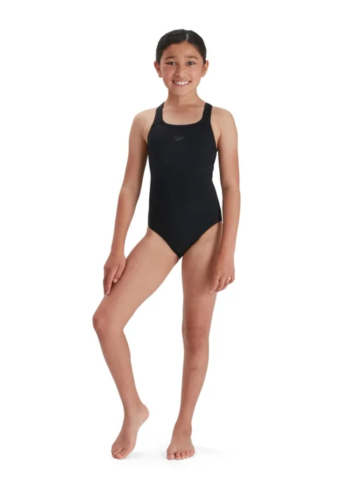 Speedo Kids Black Medalist Eco Endurance One Piece Swimsuit (13-16yrs) - Age 13-14 Years Image 1