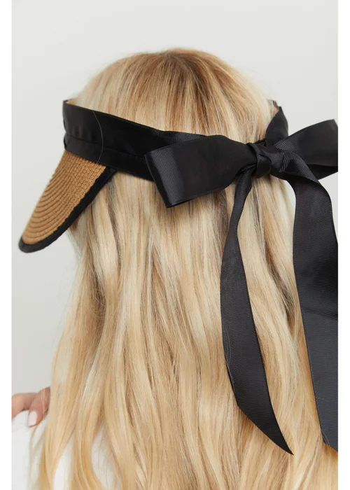 Madein Black Ribbon Detail Oversized Visor Hat - One Size Image 2