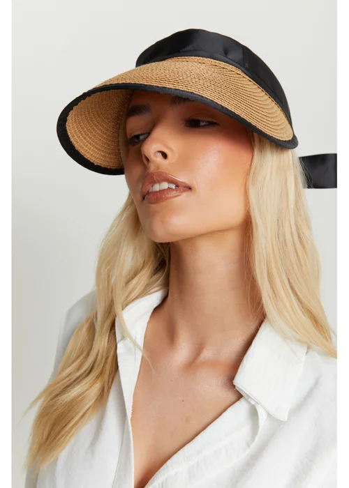 Madein Black Ribbon Detail Oversized Visor Hat - One Size Image 1
