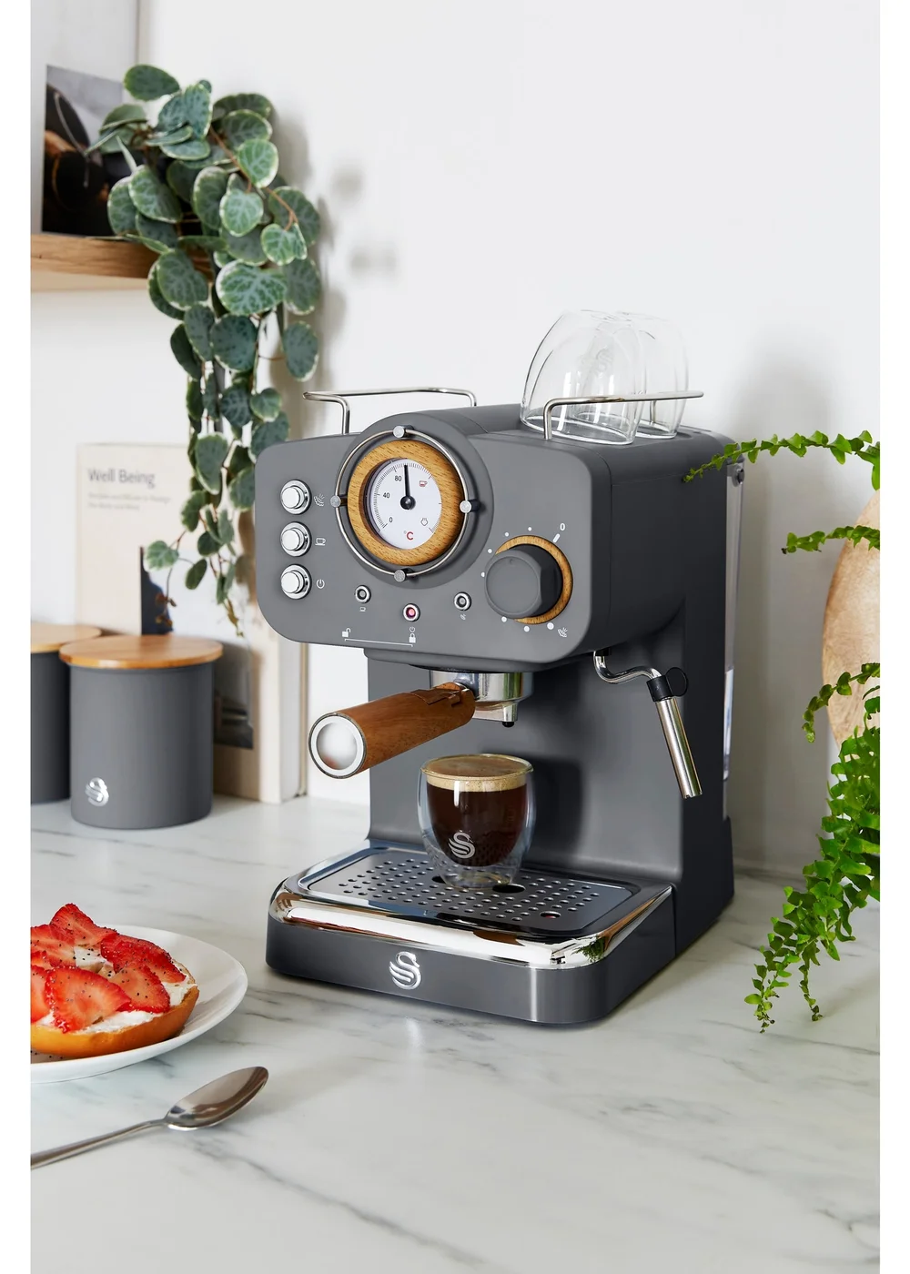 Swan Nordic Grey Espresso Coffee Machine - One Size Image 2
