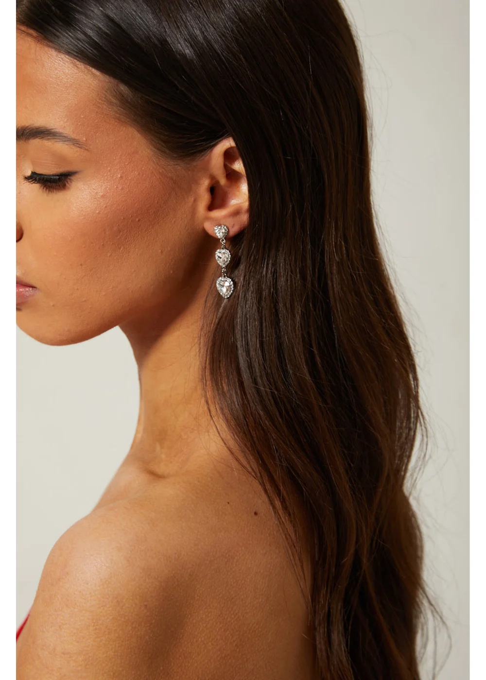 Madein Silver Heart Jewel Drop Earrings - One Size Image 1