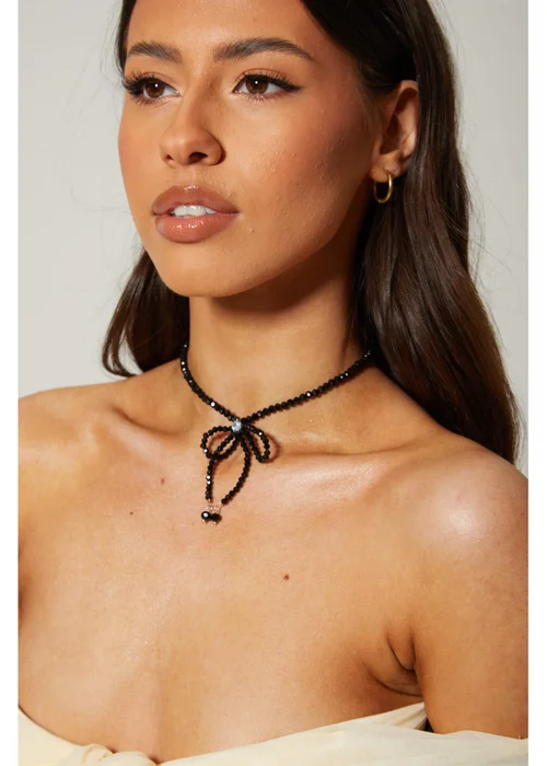 Madein Black Bow Beaded Necklace - One Size Image 3