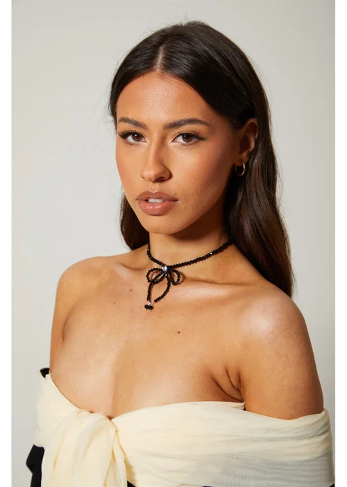 Madein Black Bow Beaded Necklace - One Size Image 1
