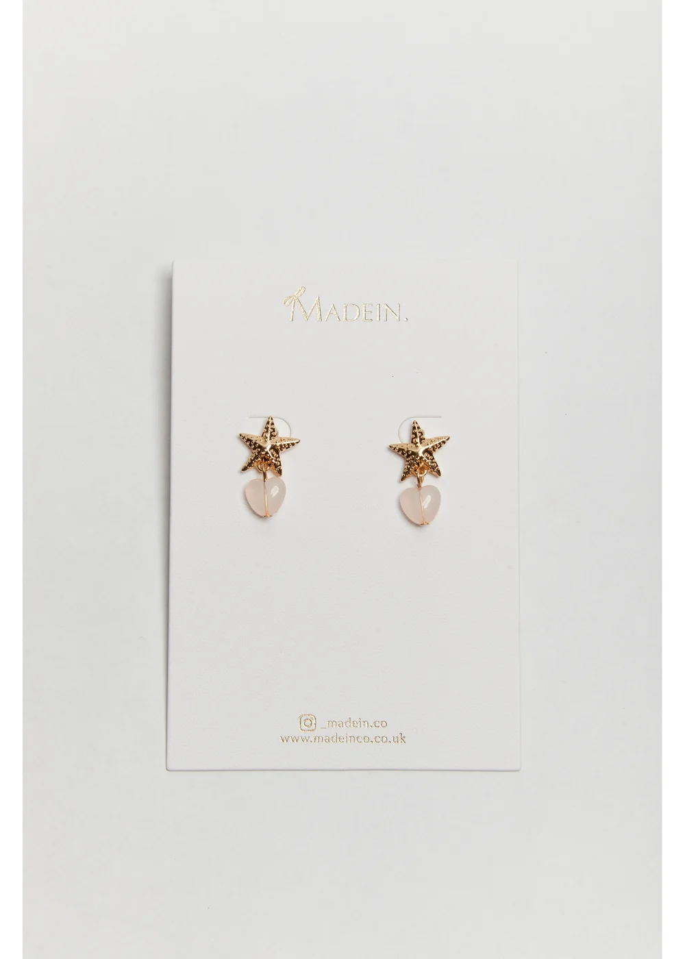 Madein Gold And Pink Starfish Clouded Heart Earrings - One Size Image 3