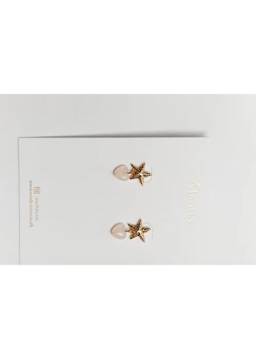 Madein Gold And Pink Starfish Clouded Heart Earrings - One Size Image 4