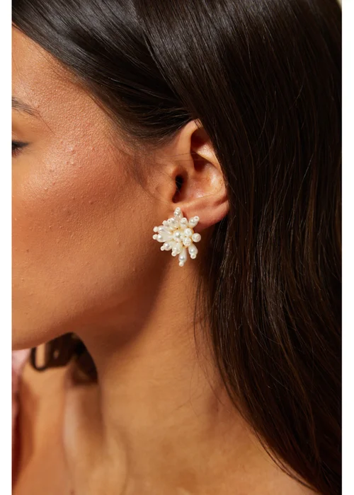 Madein Ivory Pearl Flower Earrings - One Size Image 2