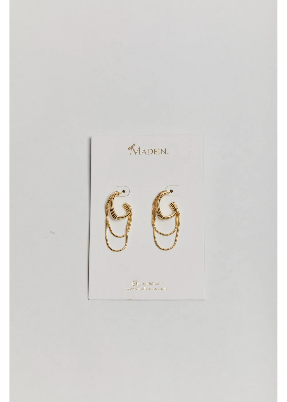 Madein Gold Chain Drop Hoop Earrings - One Size Image 3