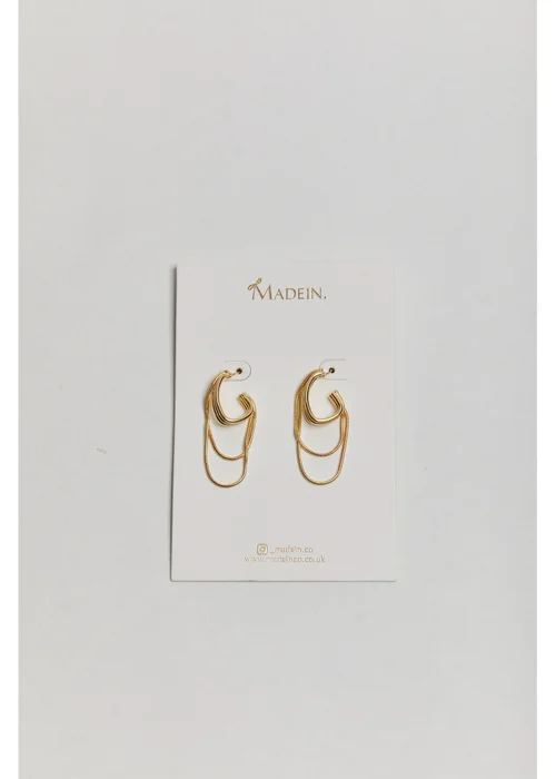 Madein Gold Chain Drop Hoop Earrings - One Size Image 3