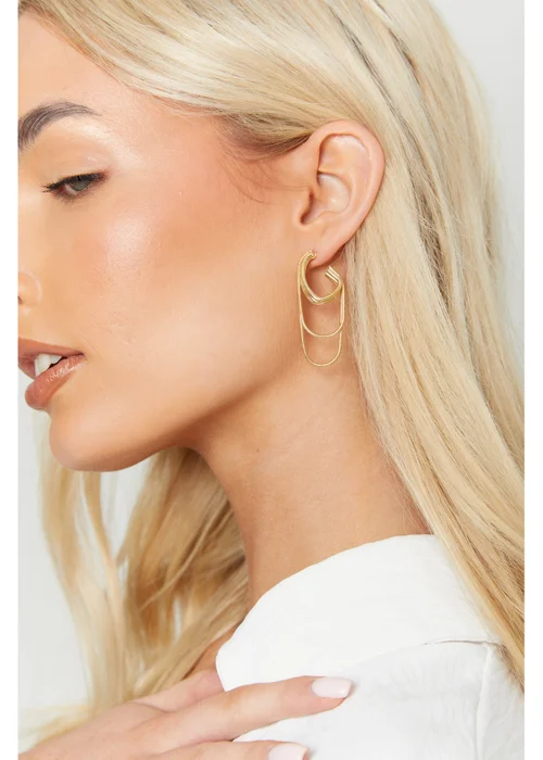 Madein Gold Chain Drop Hoop Earrings - One Size Image 2