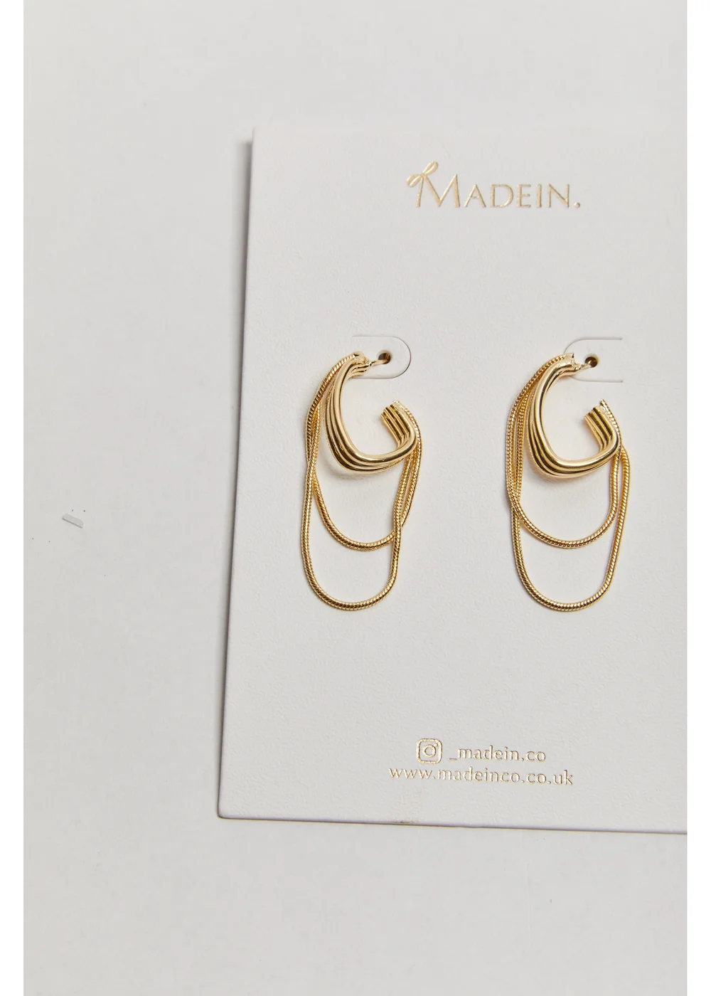 Madein Gold Chain Drop Hoop Earrings - One Size Image 4