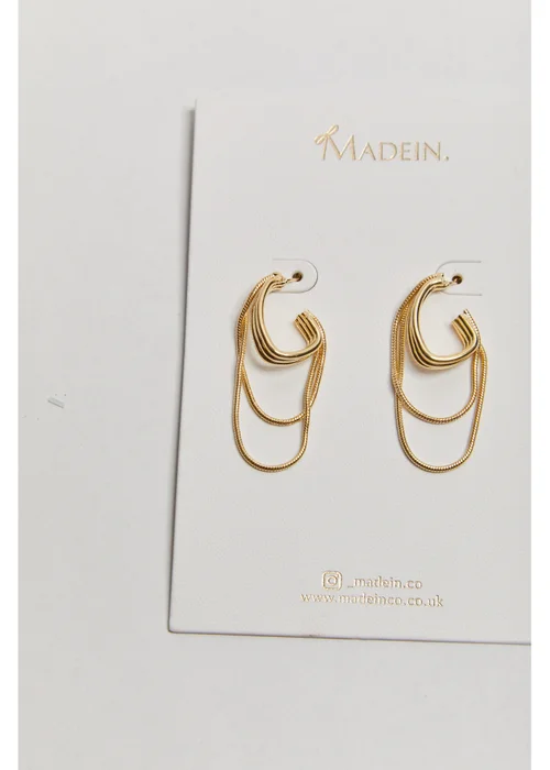 Madein Gold Chain Drop Hoop Earrings - One Size Image 4