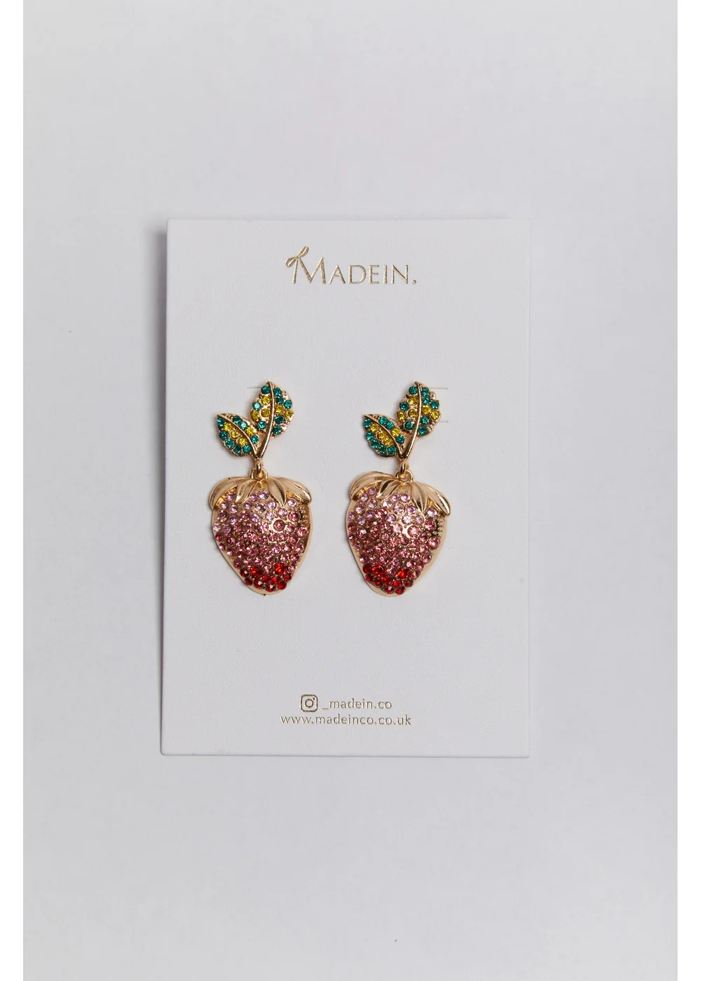 Madein Pink Embellished Strawberry Earrings - One Size Image 2