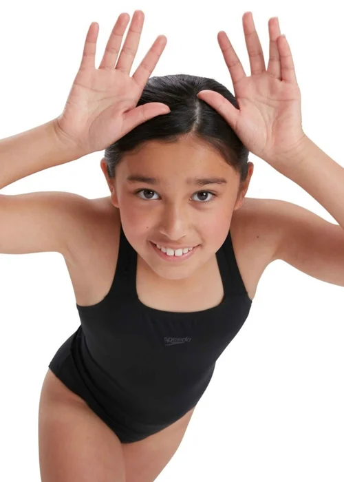 Speedo Kids Black Medalist Eco Endurance One Piece Swimsuit (5-12yrs) - Age 5-6 Years Image 3