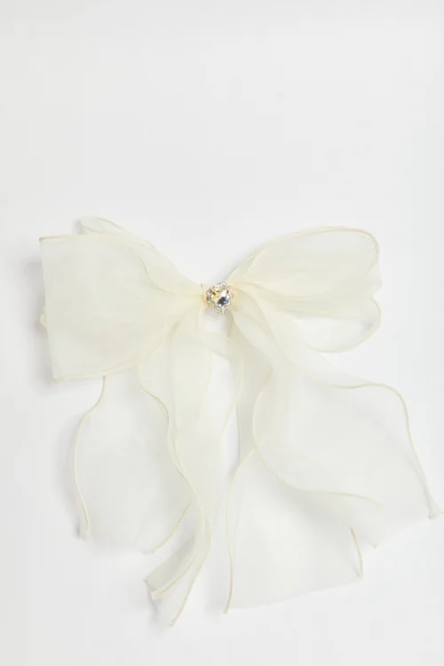 Madein Ivory Bow Hair Clip - One Size Image 3