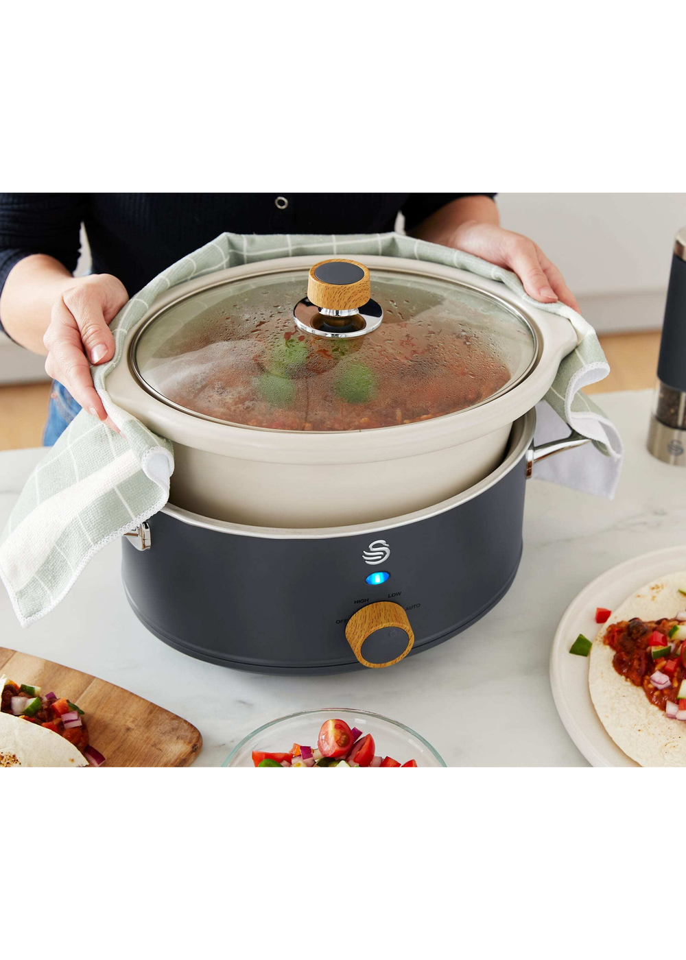 Swan 3.5L Slow Cooker Nordic Grey - One Size Image 5
