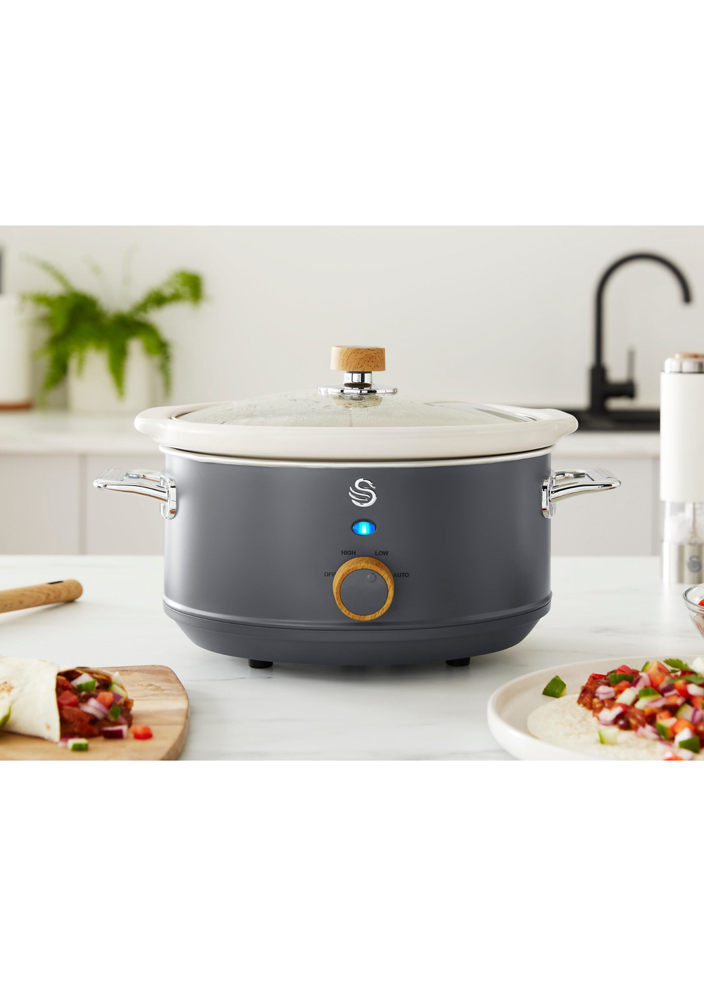 Swan 3.5L Slow Cooker Nordic Grey - One Size Image 3