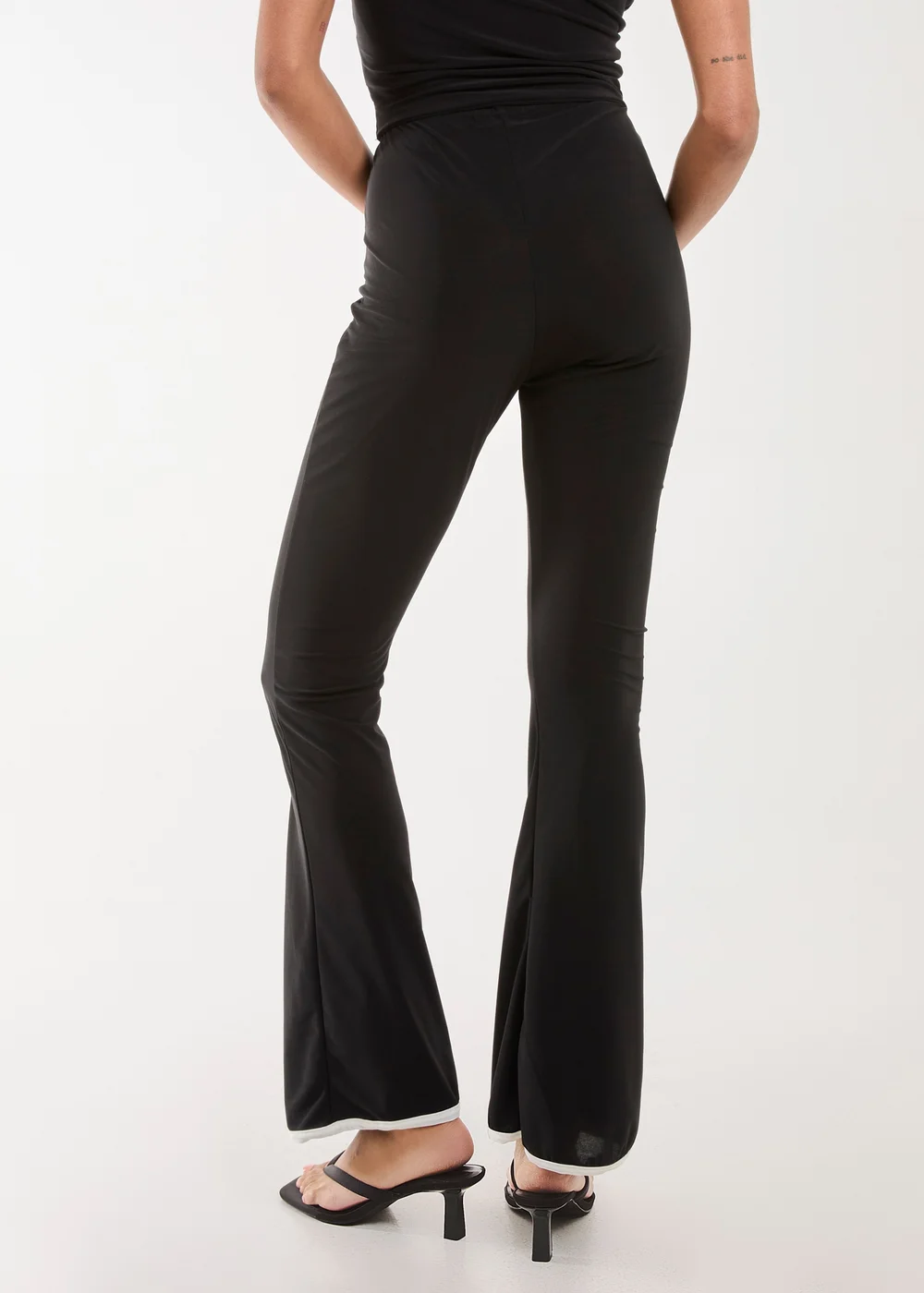 Pink Vanilla Black High Waisted Bow Detail Piping Flares - S Image 2