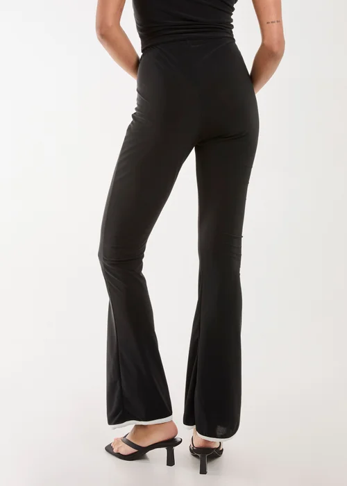 Pink Vanilla Black High Waisted Bow Detail Piping Flares - S Image 2
