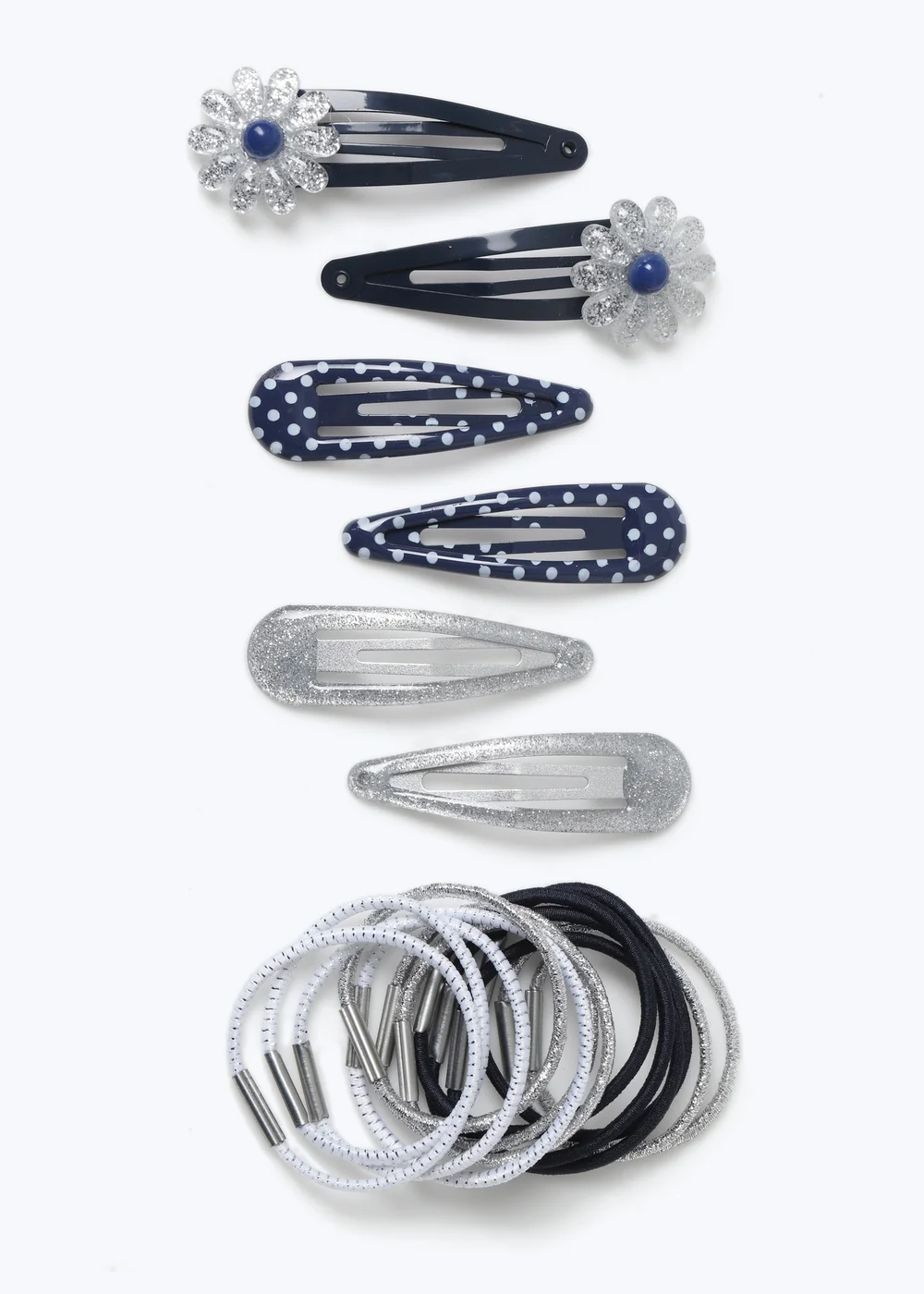 Girls Navy School Bobbles and Hair Clips Set - One Size Image 1