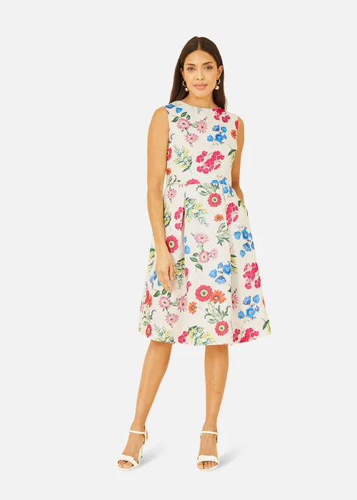Yumi Ivory Botanical Floral Jacquard Skater Dress - 8 Image 1