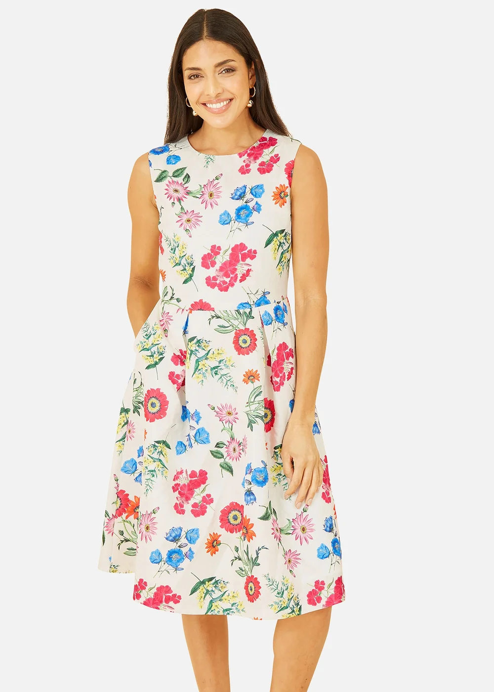 Yumi Ivory Botanical Floral Jacquard Skater Dress - 8 Image 2