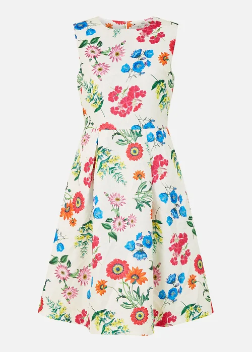 Yumi Ivory Botanical Floral Jacquard Skater Dress - 8 Image 3
