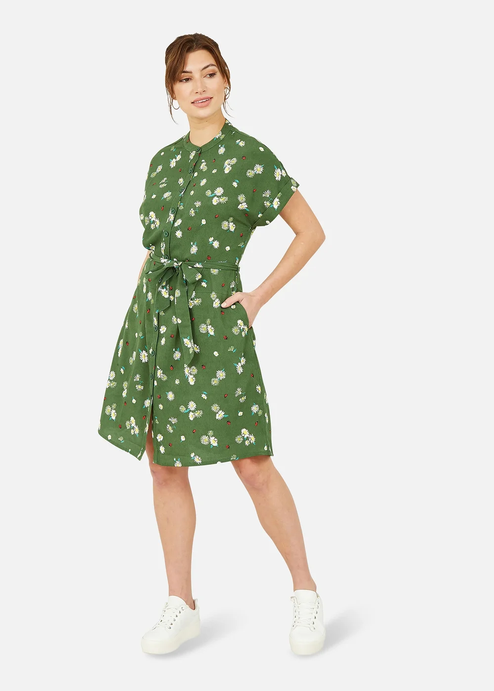 Yumi Green Daisy Ladybird Print Shirt Dress - 14 | Matalan Yumi Green Daisy Ladybird Print Shirt Dress - 14 | Matalan