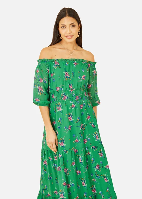 Yumi Green Floral Bardot Long Sleeve Maxi Dress - 8 Image 2