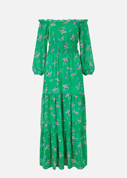 Yumi Green Floral Bardot Long Sleeve Maxi Dress - 8 Image 3