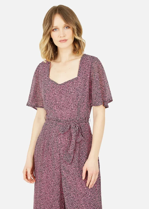 Yumi Pink Mini Leopard Print Jumpsuit - Size 8 Image 2