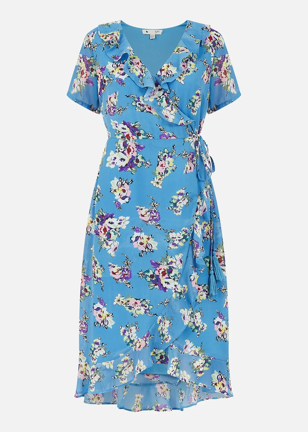 Yumi Blue Floral Wrap Dress - 8 Image 3