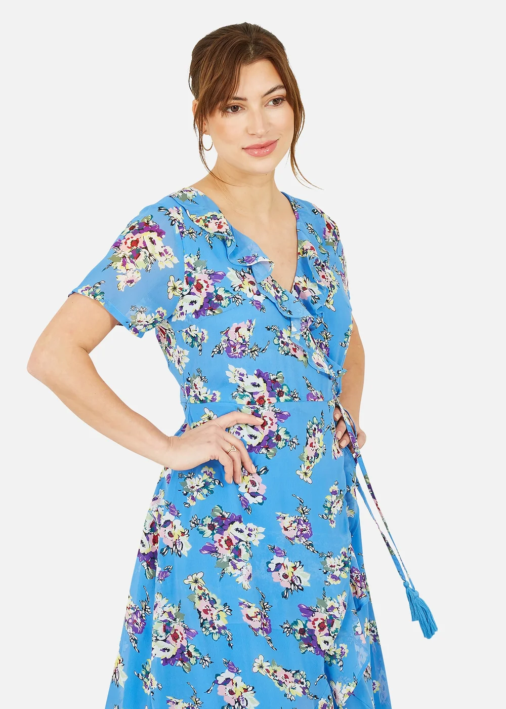 Yumi Blue Floral Wrap Dress - 8 Image 2
