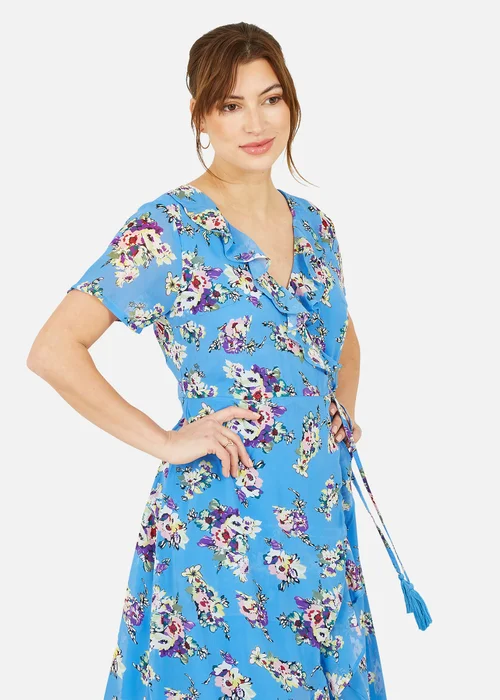 Yumi Blue Floral Wrap Dress - 8 Image 2