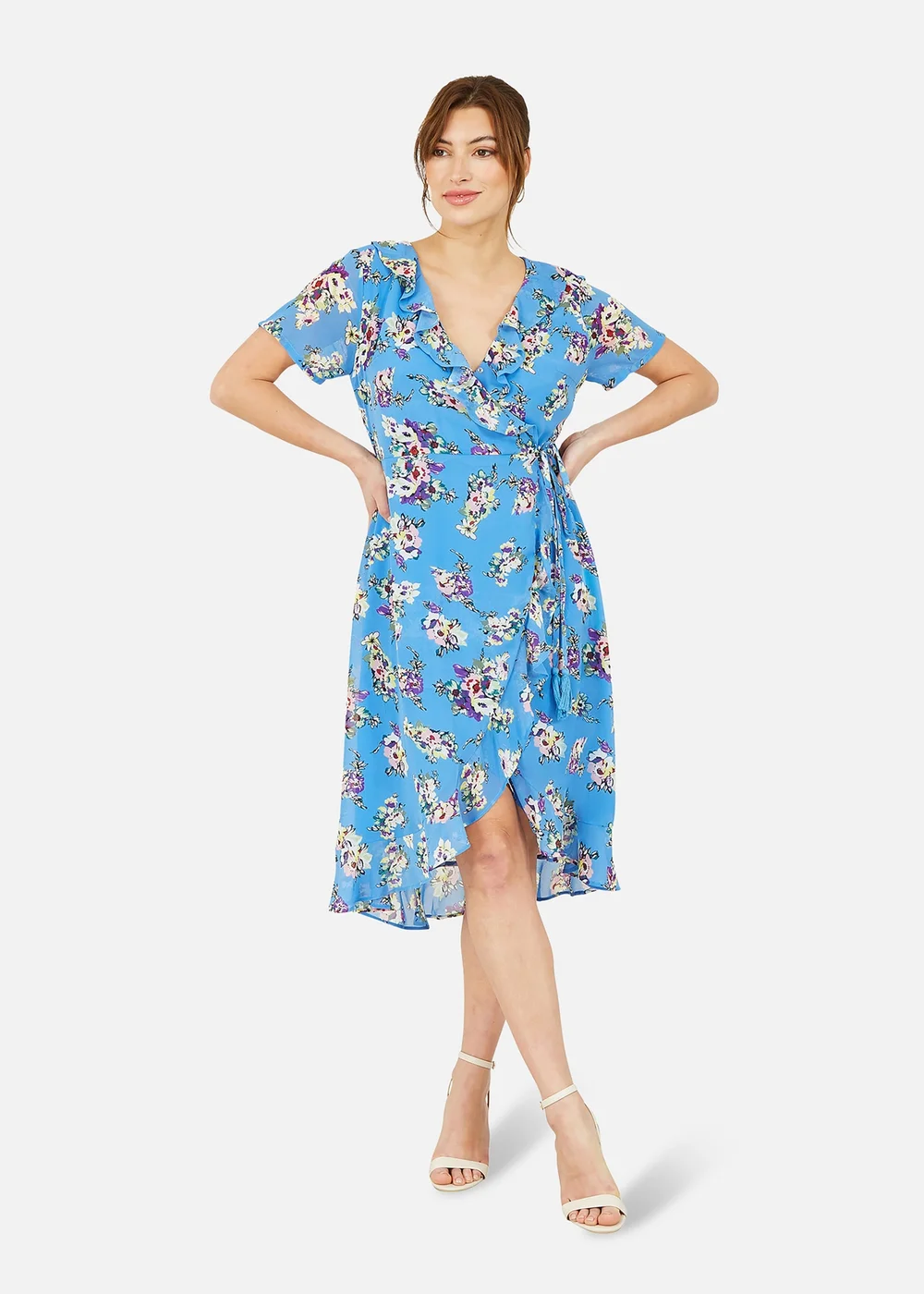 Yumi Blue Floral Wrap Dress - 8 Image 1