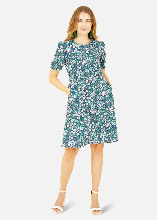 Yumi Green Daisy Print Skater Dress - 8 Image 1