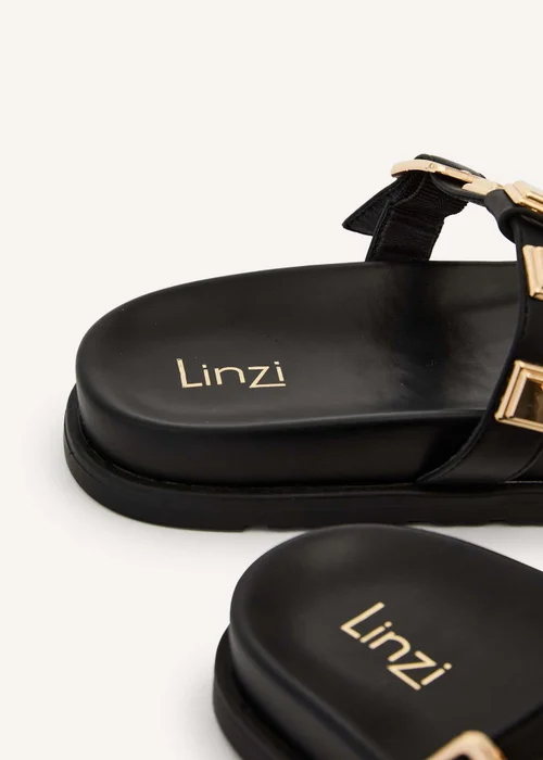 Linzi Alert Black Faux Leather Flat Slip-On Sandal - 3 Image 5