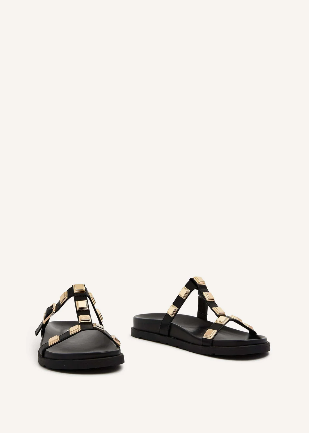 Linzi Alert Black Faux Leather Flat Slip-On Sandal - 3 Image 3