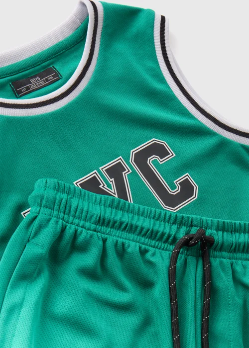 Boys Green Basketball Vest & Shorts Set (7-12yrs) - Age 7 Years Image 2