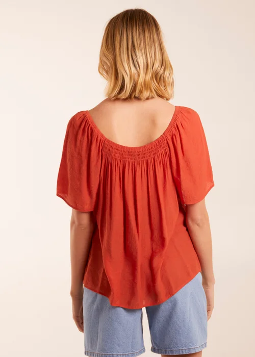 Blue Vanilla Orange Shirred At Front Swing Top - S Image 2