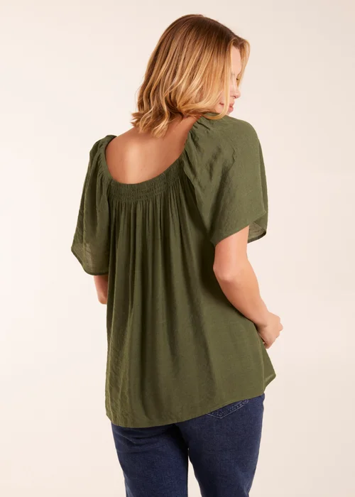 Blue Vanilla Khaki Shirred At Front Swing Top - S Image 2