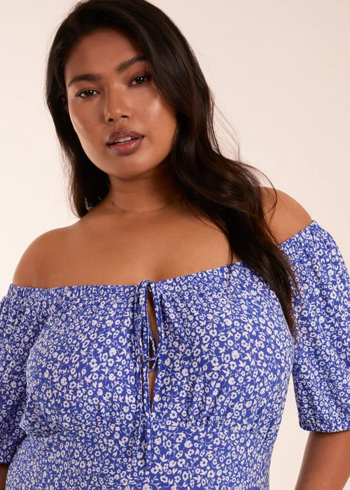 Blue Vanilla Curve Blue Milkmaid Stretch Crepe Midi Dress - 20 Image 3