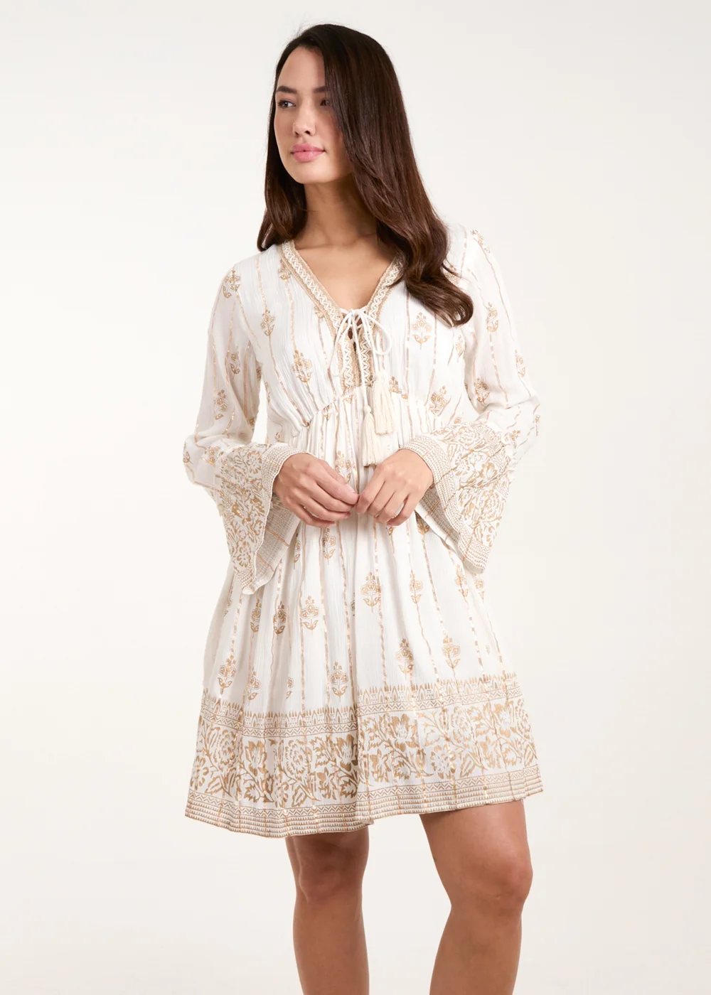 Blue Vanilla Ivory Lace-Up Mini Dress - S Image 1