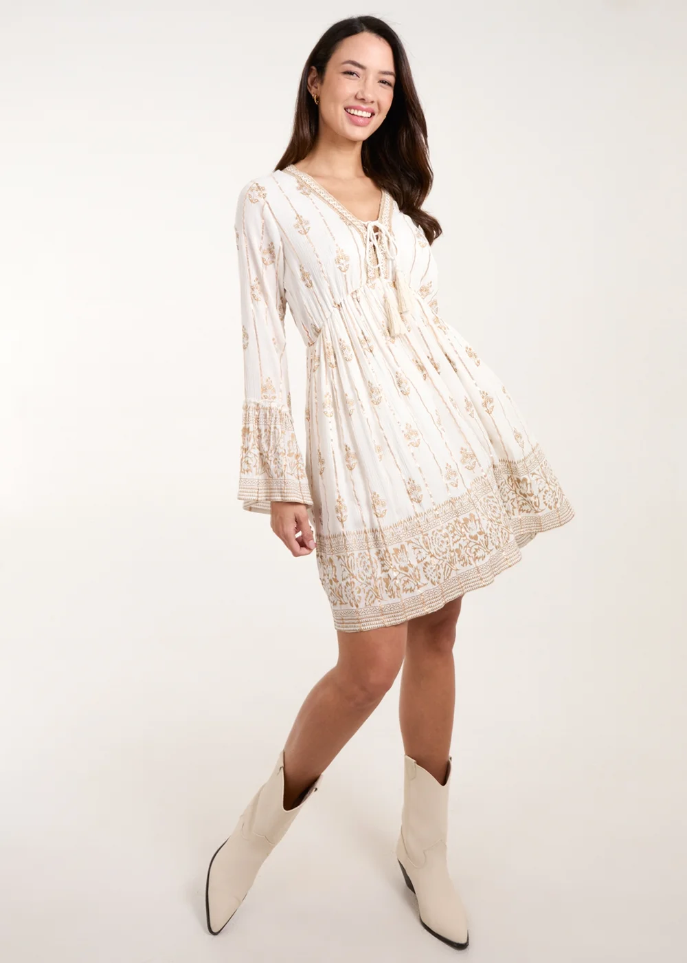 Blue Vanilla Ivory Lace-Up Mini Dress - S Image 4